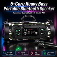 Portable Bluetooth Speaker 5-Core Bass | Pembesar Suara Luar | Stereo RGB Light Support Mic TF USB