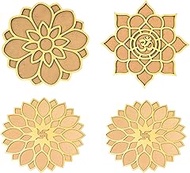 TOTA Rangoli Stencils – 6x6 inch Set of 4 MDF Rangoli Colour Stencils | Reusable 3D Rangoli Mats for