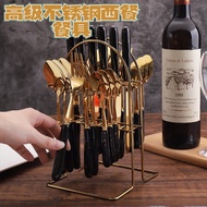 (Ready Stock) Europe Style Stainless Steel Cutlery Set with Rack 24pcs/box (Knive/Fork/Spoon/Teaspoo