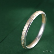 Silver Bracelet Lotus Nine-Tailed Handmade Closed Mouth Women's Style Spirit Fox Gold-Plated999Pure 