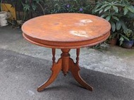早期臺灣：巴洛克風格 檜木圓桌（非整塊板、餐桌、葫蘆腳、日治時期、戰後初期、老傢俱、古董傢俱）