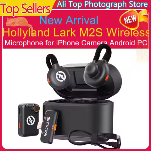 Wireless Microphone Hollyland Lark M2S for iPhone Camera Android PC Noise Cancellation Microphone fo