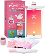 IXENSOR Eveline Digital Ovulation Predictor Test - Easy at Home Ovulation Test Kit with Smart Scanner and 5 Fertility Test Strips, 1 Cycle Supply Pregnancy Must Haves - FDA Listed for 99% Accuracy