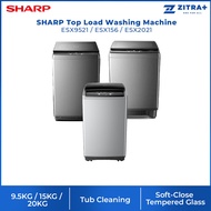 SHARP 9.5KG/15KG/20KG Top Load Fully Auto Washing Machine | SS Drum | LED Digit | Wind Dry | Auto Soak | Child Lock | Child Proof | Auto Restart | S-Pulsator | Fuzzy Control | Smart Filter | Error Notification | Washing Machine with 2 Year Warranty