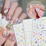 BORN PRETTY 3D Sticker Cute White Wildflower Colored Daisy Flower Sunflower Embossed Relief Nail Art