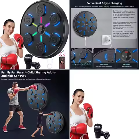Second Generation Music Boxing Machine with Boxing Gloves, Boxing Machine Wall Mounted Music, Smart 