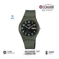 Q&Q QQ QNQ DAYDATE DISPLAY A212 A212J A212J008 A212J008Y ANALOG WATCH RUBBER BAND MEN'S WOMEN'S WATC