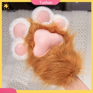 [Ts] Soft Cosplay Gloves Warm Paw Gloves 1pc Cute Plush Paw Gloves and Boots Furry Cat Paw Cosplay A