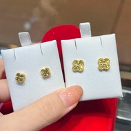 Gold 916 All Gold Four-leaf Clover Earrings Lucky Earrings Emas 916
