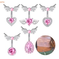 HPX Pink Heart Shaped Belly Button Rings Stainless Steel Heart Navel Rings For Women Girls Sexy Body