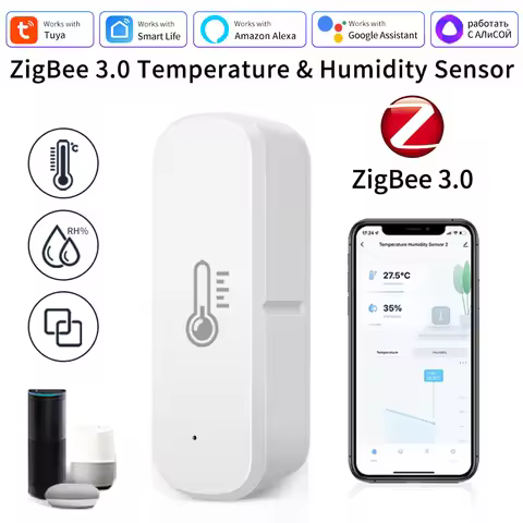 Tuya Zigbee 3.0 Smart Temperature Humidity Sensor Smart Home Alexa Google Home Thermometer Hygromete