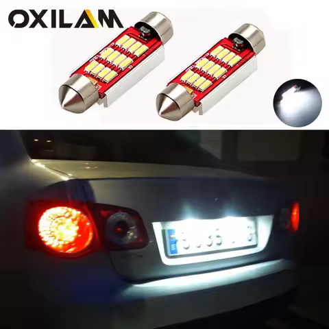 2pcs Canbus Festoon 36mm LED Bulb C5W 4014 SMD Lamp Car License Plate Lights For Volkswagen VW Golf 