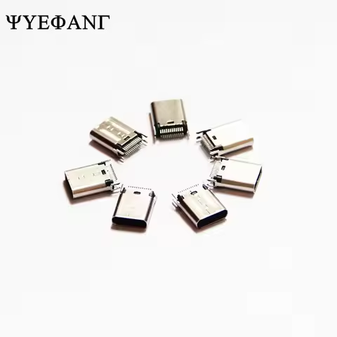 5 pcs USB 3.1 Type C Connector 24 Pin Male Straddle Mount USB 3.1 Version Plug Superspeed+ Rating 1.