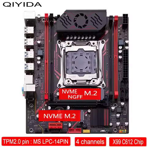 Qiyida X99 Motherboard LGA2011-3 TPM 2.0 Interface Slot USB3.0 NVME M.2 NGFF SSD Support DDR4 Memory