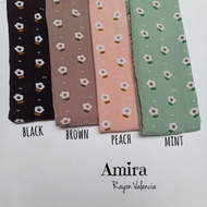 (harga 05m) kain rayon valencia motif bunga kecil amira - amira mint