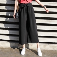 K&WM  Women Korean casual Wide leg long pants loose chiffon nine-point celana bahan kulot murah wani