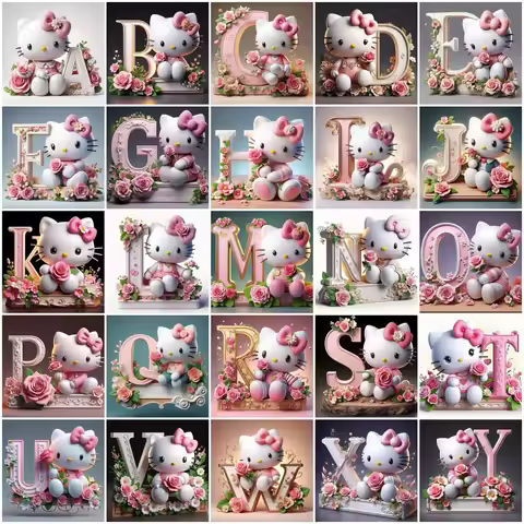 Sanrio Full Kits Diamond Mosaic Hello Kitty Cartoon Diamond Painting Letter Handicraft Embroidery Ro