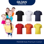 Gildan Kids 100% Cotton T-Shirt 76000B Round Neck Baju Kosong - Red / Orange / Black / Navy Blue / White - Express Tee