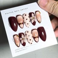 Mahogany 3D Flower Nails | Press on nails | False Nails | Fake Nails