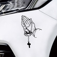 Car Sticker Rosary Gesture Car Waterproof Sticker Cross Gesture Rear Window Body Decoration