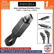 Energea Bazic GoCharge AluCable, 15cm USB-C + Lightning + USB-A