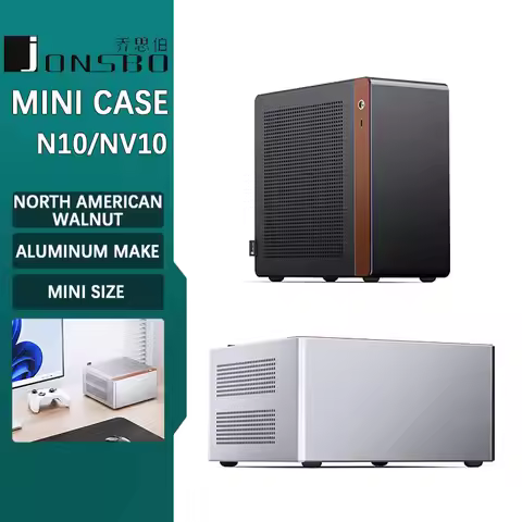 JONSBO NV10 N10 ITX Mini Desktop Case (3.3mm Aluminum Alloy Shell/North American Black Walnut/ITX Ve