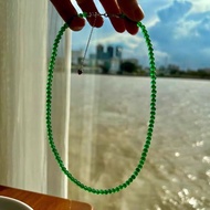 Natural Jadeite Millet Bead 3mm Necklace 18k Gold Bracelet Dual-use Yang Green Emperor Green Female 