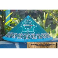 Caping Topi Petani Batik Titik Motif Kartun Bambu Anyaman Plipidan