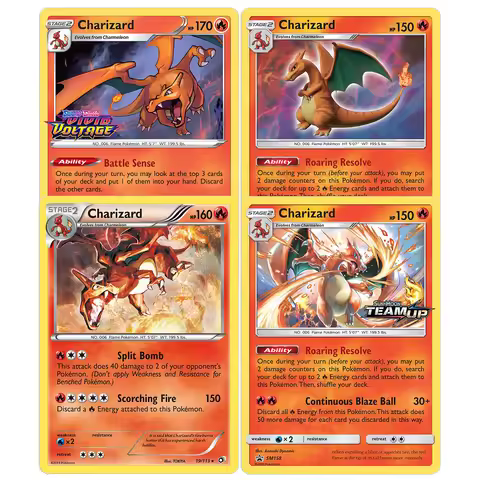 PROXY 4 PCS Pokemon Charizard Cards Charizard Sun & Moon Promos Charizard Legendary Treasures Foil C