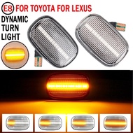 โคมไฟไฟสัญญาณเลี้ยวเครื่องหมายด้านข้างไฟ LED กระพริบแบบไดนามิกสำหรับ Toyota Corolla Caldina Celica R