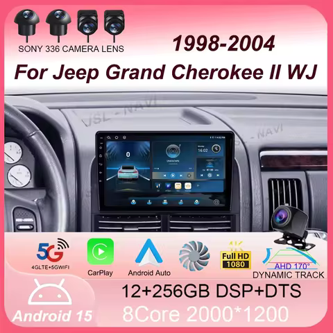 Android 15 For Jeep Grand Cherokee II WJ 1998 - 2004 Car Radio Multimedia Video Player Navigation st