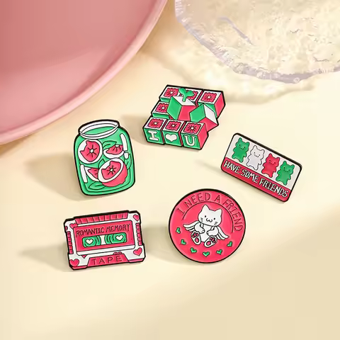 Cartoon creative brooches tape cat fruit candy baked paint alloy lapel pin backpack jacket badge
