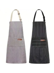 1件,帶有2個口袋的可調節圍裙,適用於女性男性廚師烹飪廚房餐廳圍裙