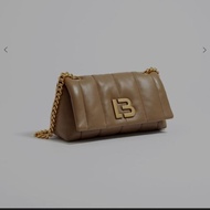 Bimba Y Lola Small dark taupe nappa leather flap bag preloved