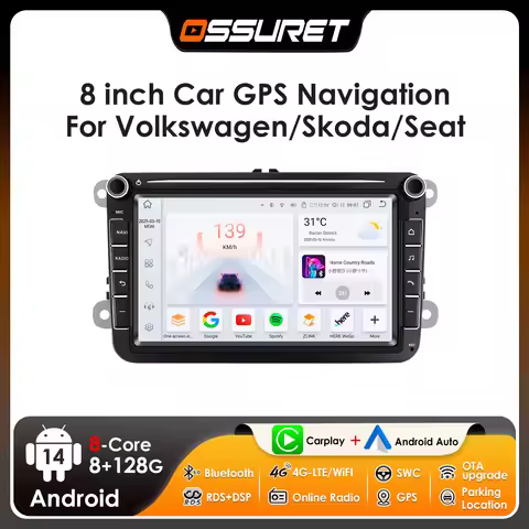 8" Ossuret Android12 Car Radio for VW Volkswagen Skoda Octavia Golf 5 Touran Passat B6 Polo Jetta Am