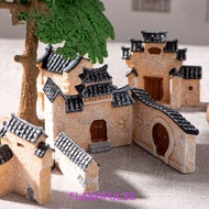 FLASHPULSE Mini Resin House, Retor Chinese Style Mini Old City Gate, Ancient Building House Models R