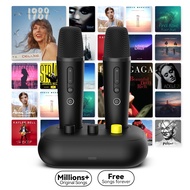 Puremic K3 Karaoke Machine, Free Forever millions MTV songs streaming Home Karaoke with 2 mics