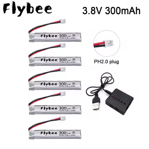 5pcs FLYBEE 1S 300mAh 3.8V HV 30C/60C LiHV Lipo battery PH2.0 Plug for UK65 US65 Mobula7 Snapper 65S
