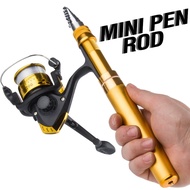 ✼♕✸ Pen Rod เบ็ดตกปลา คันเบ็ดเบ็ดตกปลา อุปกรณ์ตกปลา เบ็ดตกปลาครบชุด คันเบ็ดเบส คันเบ็ดตกปลา Kit Pen Shape คันเบ็ดเบ็ดตกปลาหน้าดิน Folded Rod Mini Fishing Pole
