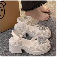 ONE - 水鑽愛心厚底坡跟涼鞋女（白色【34_39碼】(下單後聯繫客服確認發貨尺碼）#F281017352