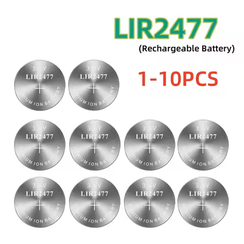 1-10PCS Rechargeable LIR2477 Battery Lithium 200mAh 3.6V 2477 Rechargeable Coin Cell Battery CR2477 