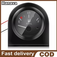 (Hanaya) 2" 52mm Fuel Level Gauge Car Meter White LED Light  Rim Automotive Gauges 12V