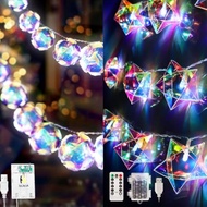 7-color hologram led string light, 2m electric star diamond style, cafe room decor