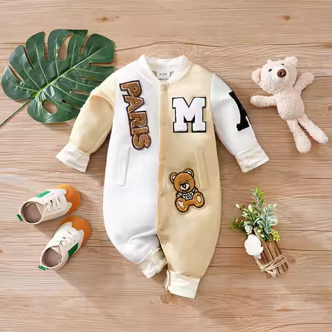 Baby Cartoon Jumpsuit Spring And Autumn Long Sleeved Clothes Baseball Clothes Trendy And Handsome Ba