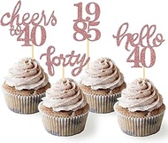 Pack of 24 Glitter 40th Birthday Cupcake Toppers, Birthday Decoration 40 from 1983 for Decoration 40