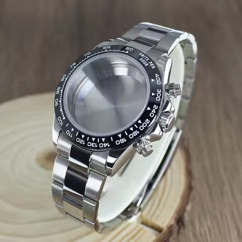 39mm VK63 Watch Case strap Silver Watch Accessories Stainless Steel Sapphire Glass FashionWaterproof