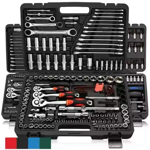 46pcs Car Repair Tool Kit 1/4-Inch Socket Set Car Repair Tool Ratchet Torque Wrench Combo Auto Repai