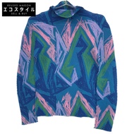 MI/Issey Miyake MI81FJ211 Multicolor All-Over Print High Neck Cut-and-Sew Top