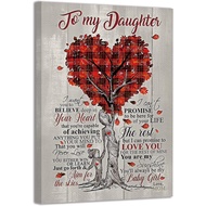 Inspirational Quotes To My Daughter Canvas Paints Wall Art 11x14 Inch,Red Buffalo Plaid Tree Decor P