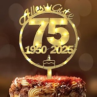 Cake Decoration 75th Birthday Woman Man Seutgjie 75th Birthday Cake Topper Wood with LED Fairy Light
